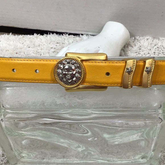 Doncaster Accessories - Doncaster yellow sun buckle leather belt L